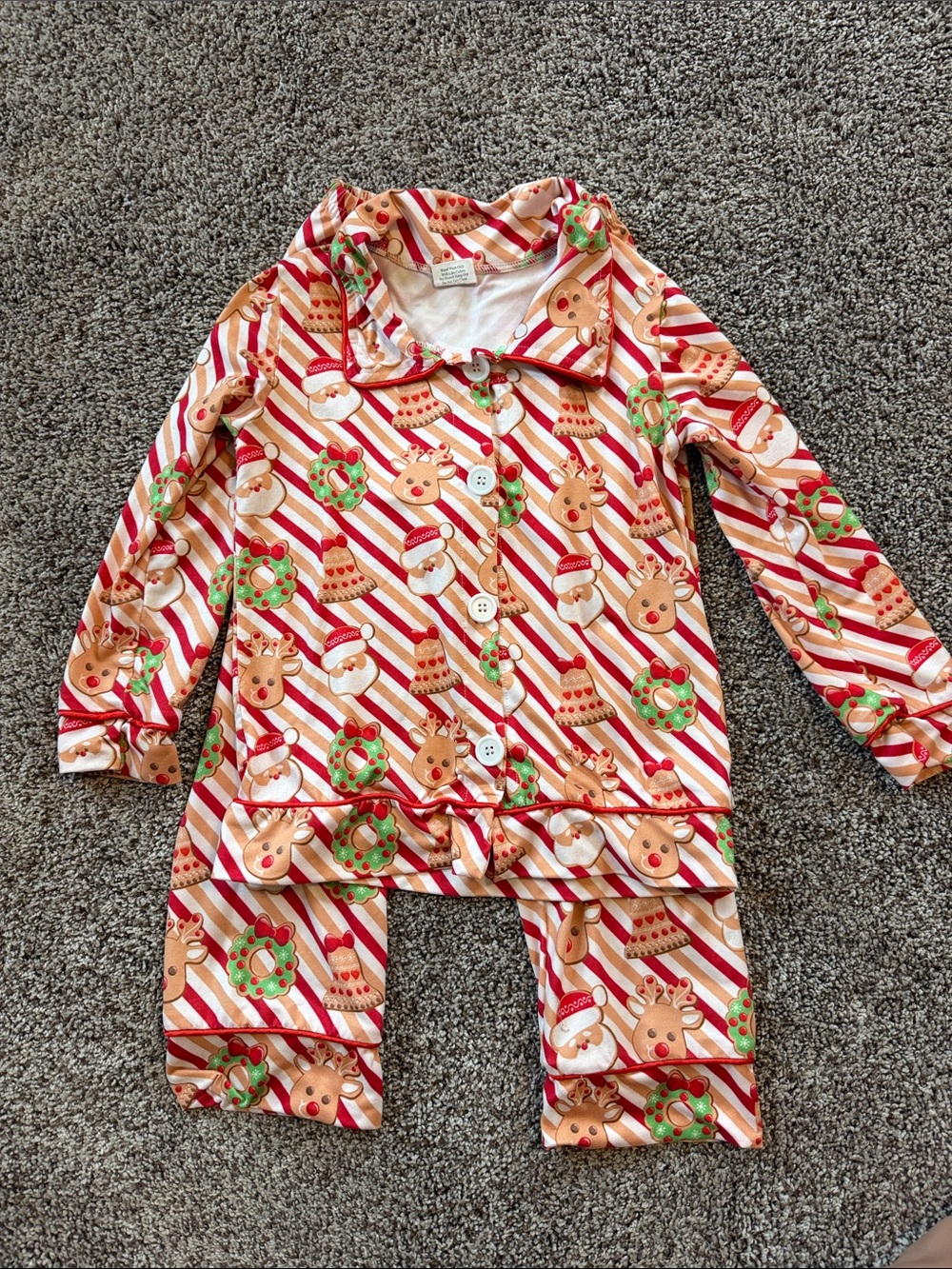 Holiday Reindeer & Wreath Kids Pajama Set - Red/Green